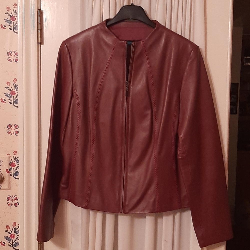 Siena Studio Burgundy Leather Jacket Size L